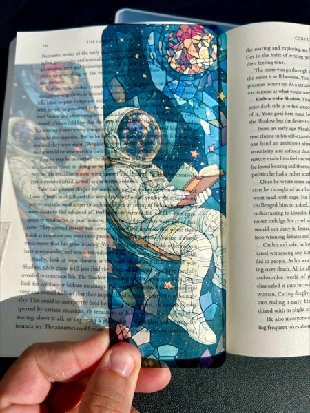 Astronaut Reading Bookmark stained glass bookmark