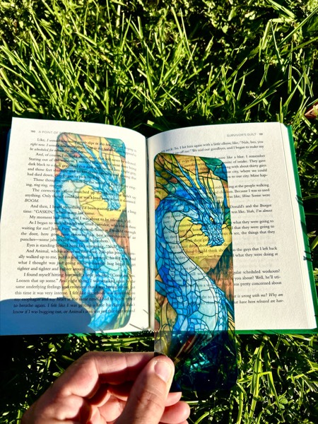 Blue Eragon Bookmark - Handcrafted… stained glass bookmark