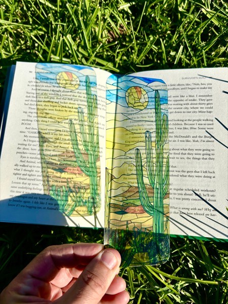 Cactus Desert Bookmark stained glass bookmark