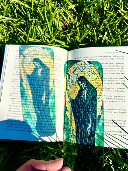 Grim Reaper Bookmark - Handcrafted Gothic… stained glass bookmark