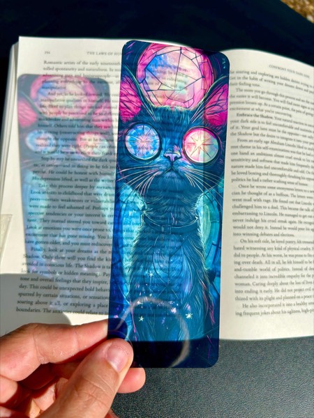 Psychedelic Cat Bookmark stained glass bookmark