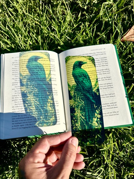Stained Glass Dark Raven Gothic Suncatcher…, a stained glass bookmark