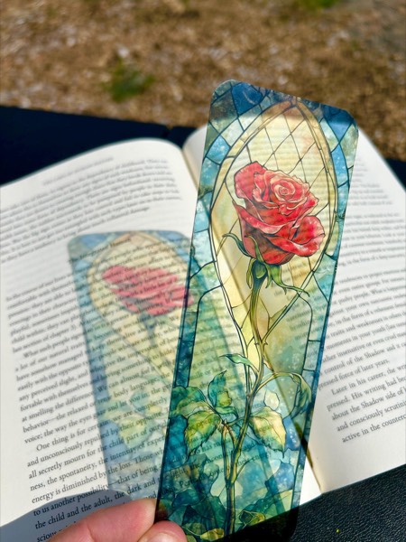 Stained Glass Rose bookmark  gothic…, a stained glass bookmark